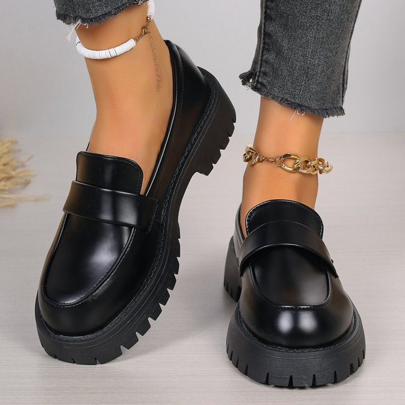 Women'S Shoes Loafers Black - Women's Leather British JK Style Mary