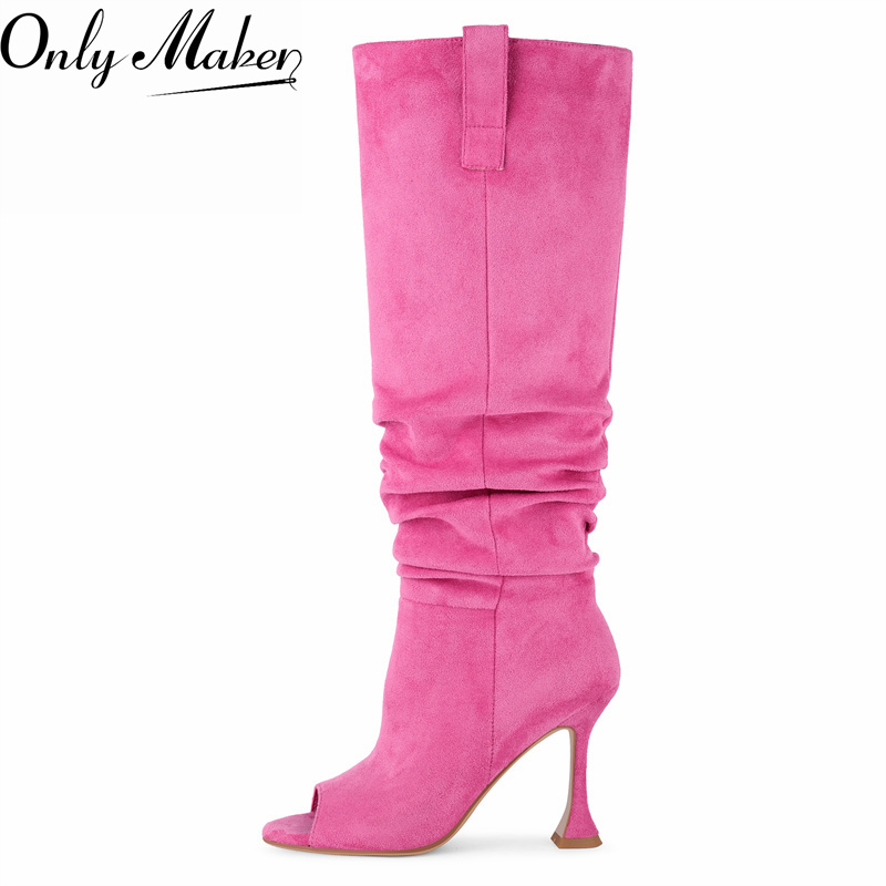 Wide Fit Heels - Onlymaker Peep Open Toe Pleated Slouchy