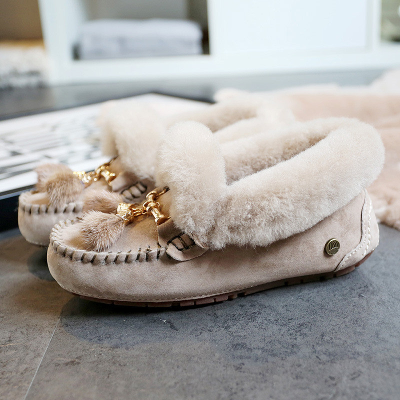 Women'S Shoes Naturalizer - Women 100% Natural Fur Shoes Moccasins