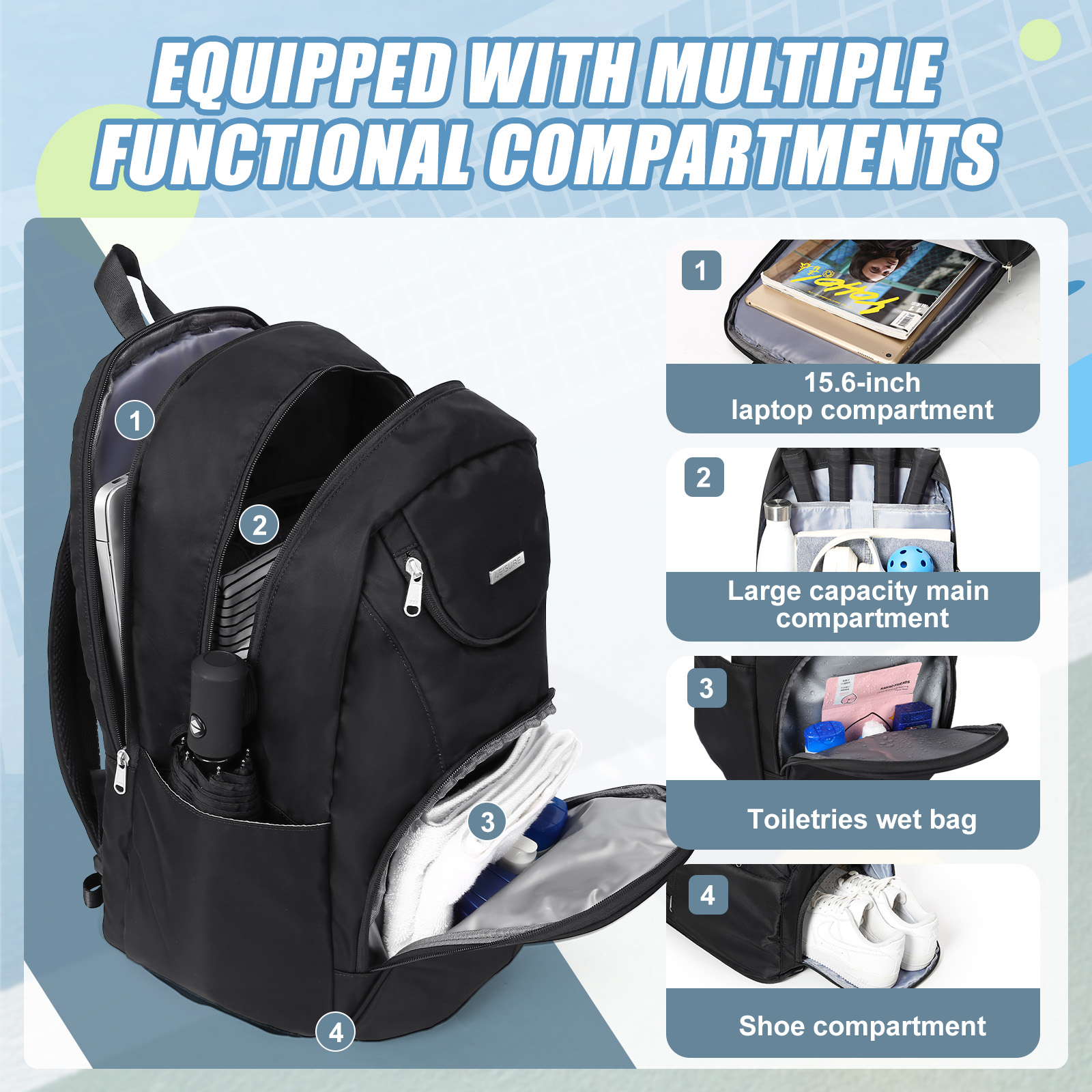Tennis Bag Tennis Backpack 2 R - Women'S Shoes To Men'S recensione e prezzo