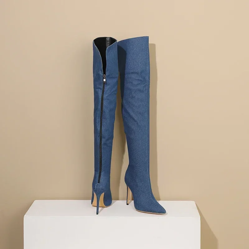 Sexy Women Thigh High Boots Bl - Women'S Shoes Navy Blue recensione e prezzo