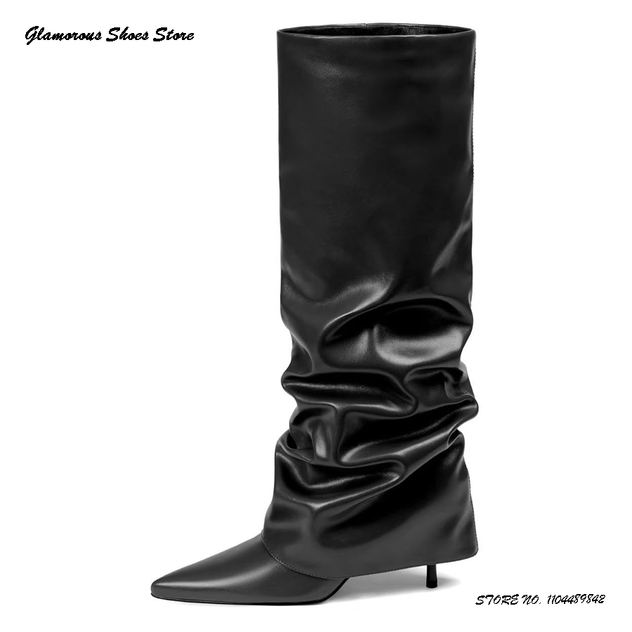 Pleated Stiletto Knee-high Boo - Wide Fit Heels recensione e prezzo