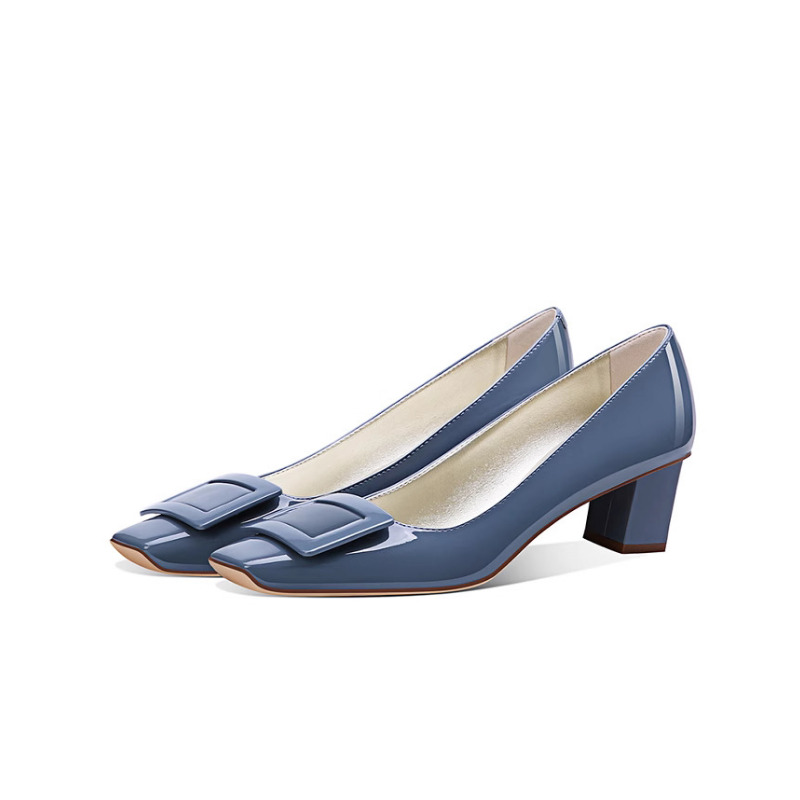 Elegant Blue Square Buckle Pum - Women'S Shoes Navy Blue recensione e prezzo