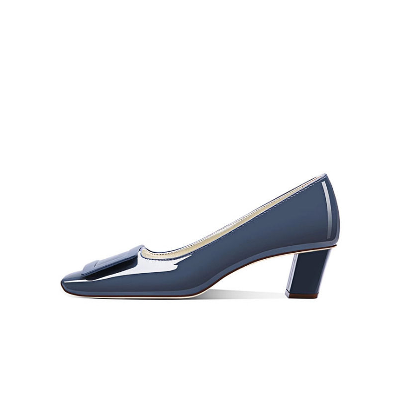 Elegant Blue Square Buckle Pum - Women'S Shoes Navy Blue recensione e prezzo