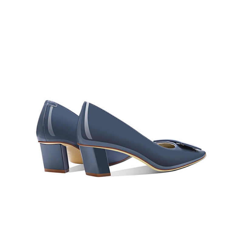 Elegant Blue Square Buckle Pum - Women'S Shoes Navy Blue recensione e prezzo